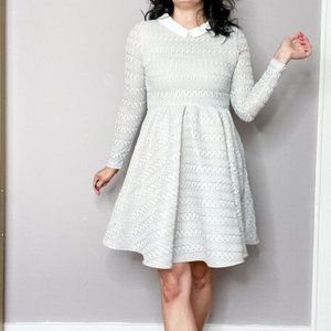 MAJE Basket knitted dress ice blue collared NWT